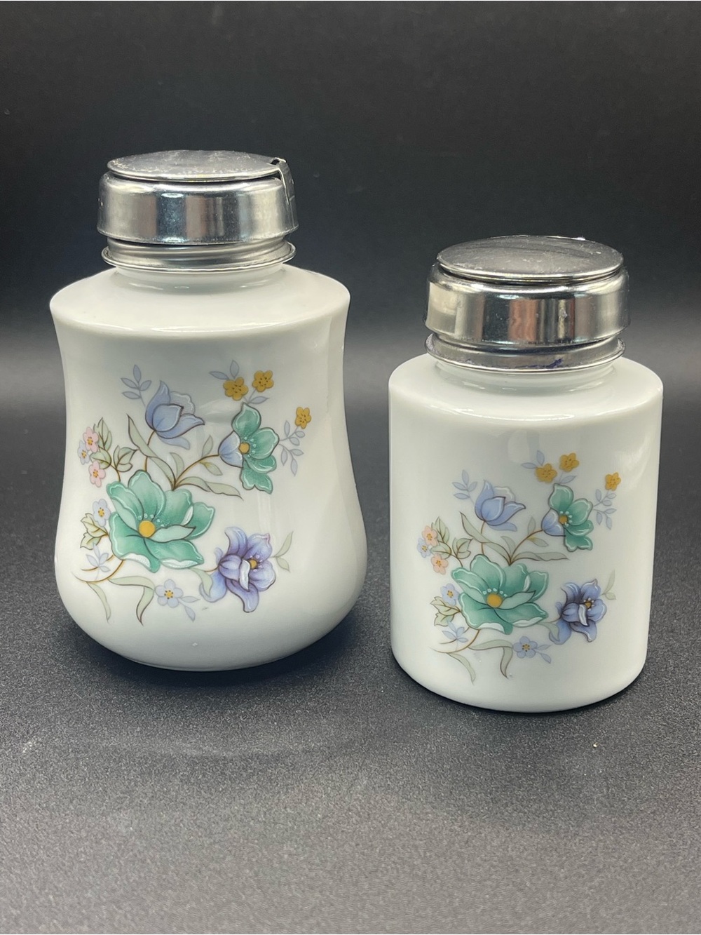 Vintage Menda One-Pump Porcelain Vanity Jars